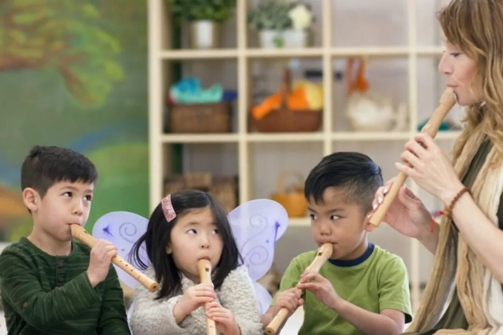 children playing with a recorder
